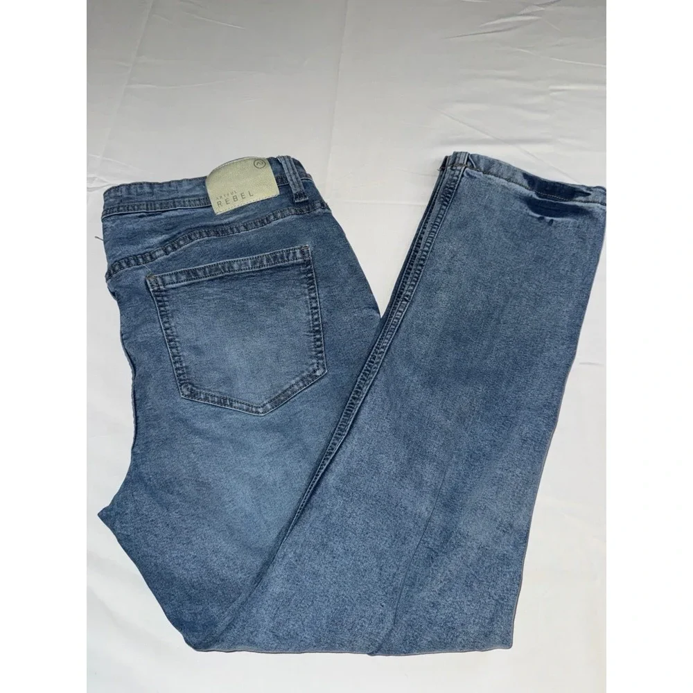 Artful Rebel Mens Slim Straight Jeans 36x30 Medium Wash Blue Stretch Denim